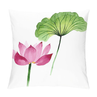 Personality  Pink Lotus Floral Botanical Flowers. Watercolor Background Illustration Set. Isolated Nelumbo Illustration Element. Pillow Covers