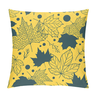 Personality  Colorful Floral Leaves Seamless Pattern, Hand Drawn Maple Leaves, Creative Line Art Background, Great For Fall Seasonal Fabric Fashion Prints, Autumn Banners, Wallpapers - Vector Surface Design Pillow Covers