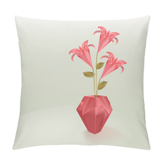 Personality  Vector Lily Flowers In Vase Pillow Covers