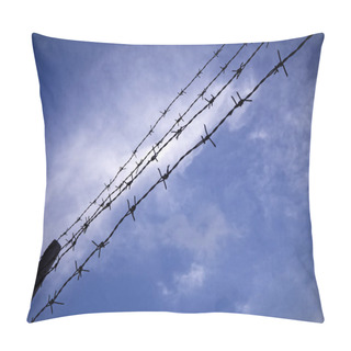 Personality  The Silhouette Barbwire Stacked In Line,on Sky Background,abstract And Art Tone Pillow Covers