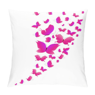 Personality  Colorful Vector Illustration Of Beautiful Pink Butterflies Isolated On White Background Pillow Covers