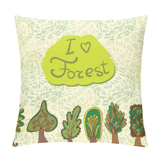 Personality  Forest Trees Cartoon Background Pillow Covers