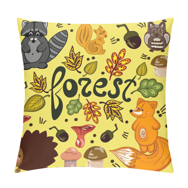 Personality  Cute gentle cartoon autumn hand-drawn set of forest animals pillow covers