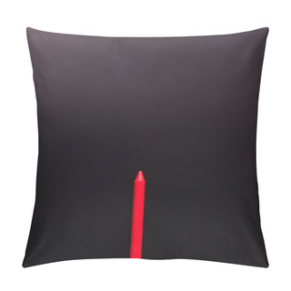 Personality  Top View Of Red Crayon On Black Background Pillow Covers