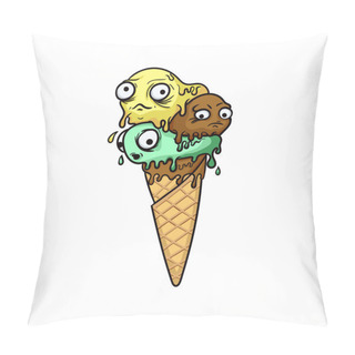 Personality  Cute Zombie Ice Cream With Eyes And Mouth Pillow Covers