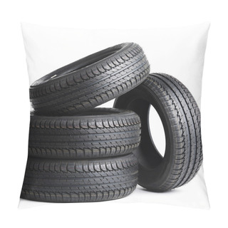 Personality  Black Tires Isolated On White Background Pillow Covers