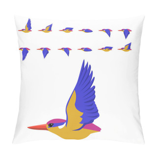 Personality  Bird Oriental Dwarf Kingfisher Flying Animation Sequence Cartoon Vector Pillow Covers