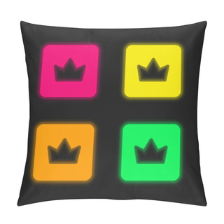 Personality  Badge Four Color Glowing Neon Vector Icon Pillow Covers