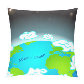 Personality  Illustration Of Atlantic Ocean On Earth Pillow Covers