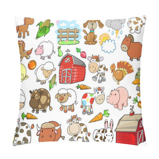Personality  Farm Animal Vector Design Elements Set Pillow Covers