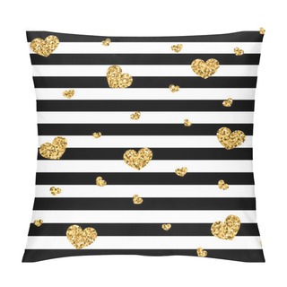 Personality  Golden Hearts Stripes Seamless Pattern Pillow Covers