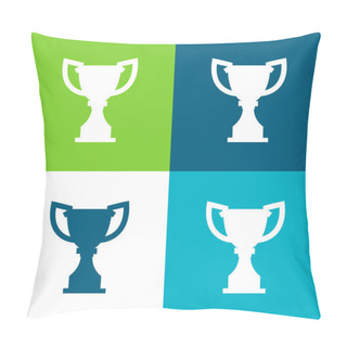 Personality  Award Trophy Silhouette Flat Four Color Minimal Icon Set Pillow Covers