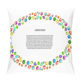 Personality  Oval Frame Of Precious Stones With Space For Text. Vector Pillow Covers
