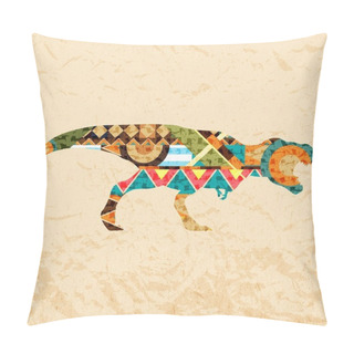Personality  Tyrannosaurus Dinosaur. Composed From Coloured Patches. Vector Illustration Pillow Covers