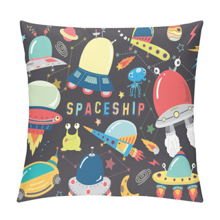 Personality  Outer Space- Cute Spaceship Elements Pillow Covers