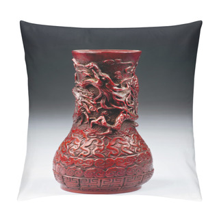 Personality  Chinese Cinnabar Dragon Vase. Pillow Covers