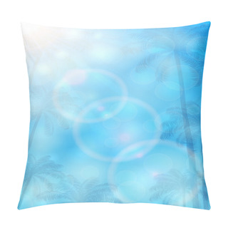 Personality  Blue Background With Palms And Sun Pillow Covers