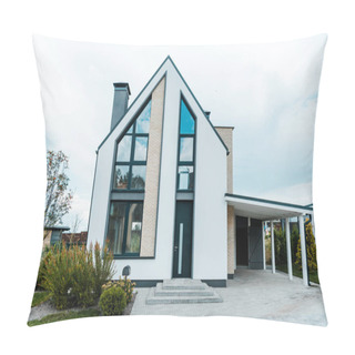 Personality  New Luxury House Near Green Trees And Bushes On Grass  Pillow Covers
