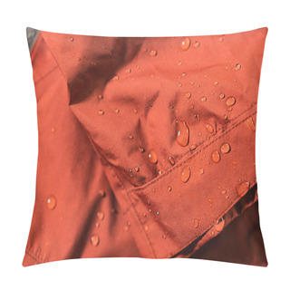 Personality  Detail Photo Of Wateproof Jacket With Water Droplets On It. Gore-tex Jacket In Detail. Pillow Covers