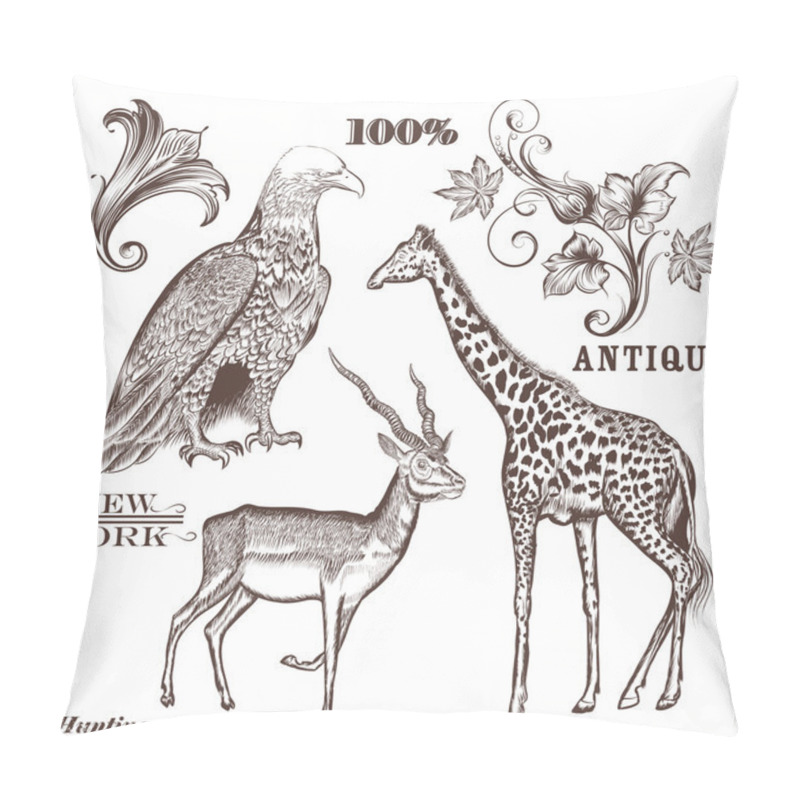 Personality  Collection of vector hand drawn animals pillow covers