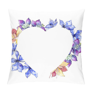 Personality  Purple, Yellow And White Orchid Flowers. Watercolor Background Illustration. Frame Border Ornament Heart. Pillow Covers