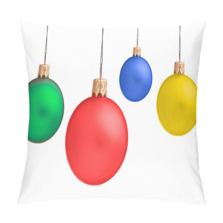 Personality  Several Hanging Christmas Baubles Isolated Pillow Covers