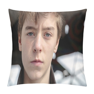 Personality  Close Up Portrait Of A Serious Teenage Boy Pillow Covers