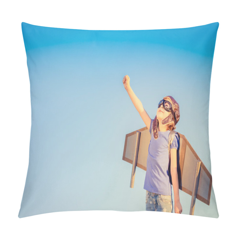 Personality  Happy child playing outdoors pillow covers