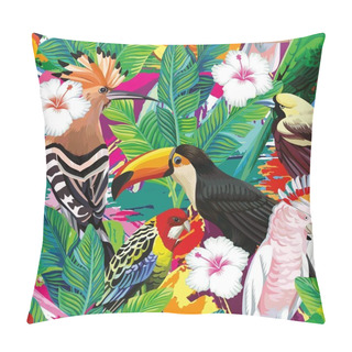 Personality  Tropical Bird Leaves Seamless Background Pillow Covers