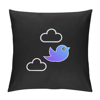 Personality  Bird Flying Between Clouds Blue Gradient Vector Icon Pillow Covers