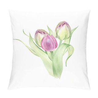 Personality  Watercolor Tulips Bouquets Easter Templates, Spring Wedding Flowers Pillow Covers