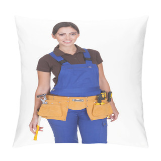 Personality  Female Construction Worker With Toolbelt Pillow Covers