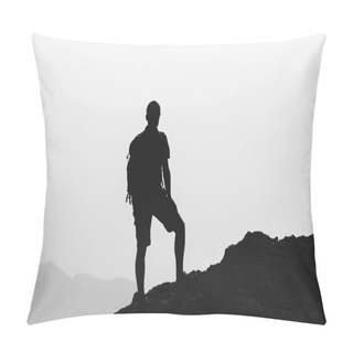 Personality  Man Climbing Hiking Inspiration Landscape, Travel Silhouette Pillow Covers
