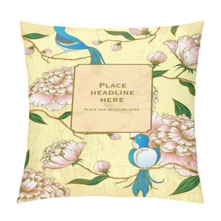 Personality  Peony Flowers And Birds Pillow Covers