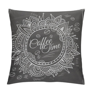 Personality  Coffee Time Decorative Border. Background Chalkboard. Pillow Covers