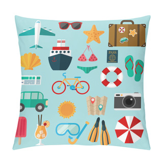 Personality  Summer And Beach Icons Set Pillow Covers