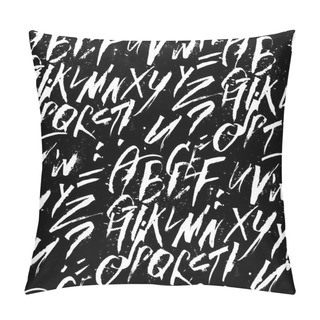 Personality  Futuristic Calligraphy Alphabet Background In Black And White Colors Pillow Covers