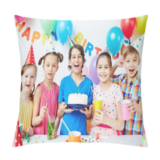 Personality  Boy Holding Birthday Cake Pillow Covers
