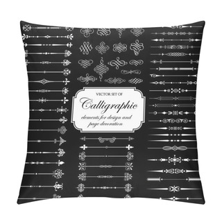 Personality  Vector Set Of Calligraphic Elements On The Black Background Pillow Covers