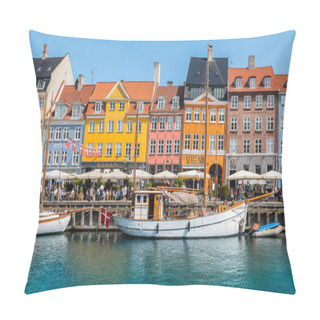 Personality  Copenhagen, Denmark - July 8, 2023: Colorful Houses Along The Canal In Nyhavn, Copenhagen. Pillow Covers