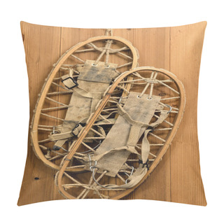Personality  Old Snow Rackets On Wood Wall In A Mountain Cabin Pillow Covers