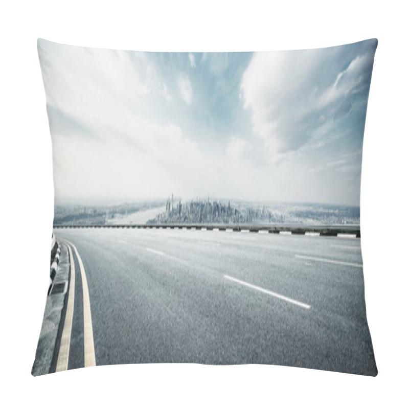 Personality  empty highway through modern city pillow covers