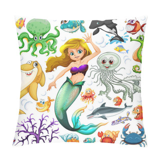 Personality  Different Types Of Sea Animals Illustration Pillow Covers