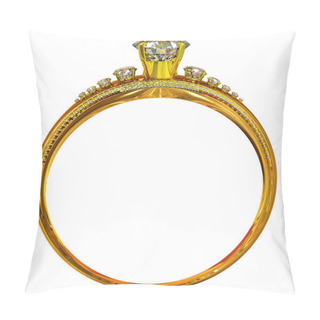 Personality  Gold Ring With Diamond Gem. Luxury Female Jewellery Bijouterie Pillow Covers