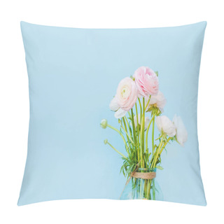Personality  Flowers To Gift. Beautiful Ranunculus In Female Hands. Spring Time And Inspiration Pillow Covers