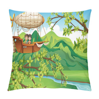 Personality  A Boy And A Girl Inside The Flying Aircraft Pillow Covers