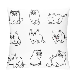 Personality  Doodle Cats Icons Pillow Covers
