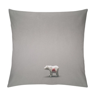 Personality  White Toy Bear With Blood On Grey Background, Killing Animals Concept Pillow Covers