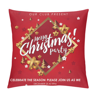 Personality  Elegant Christmas Background With Gold Stars And Trees. Vector Illustration, Christmas Elements. Great For New Year Party Posters, Headers. Pillow Covers