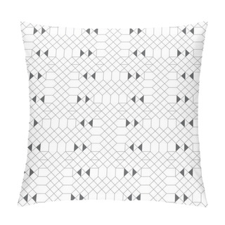 Personality  Seamless Pattern. Modern Stylish Texture With Outline Geometric Shapes. Regularly Repeating Geometrical Thin Line Grid With Rhombuses, Hexagons, Triangles. Vector Element Of Graphical Design Pillow Covers